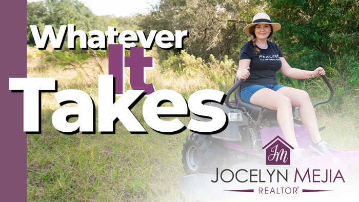 Jocelyn Mejia Cutting Grass in Vacant Land